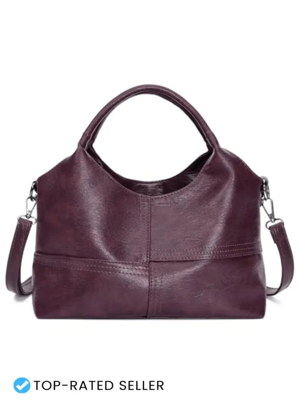 Soft Faux Leather Hobo Handbag Crossbody Satchel Tote with Top Handle